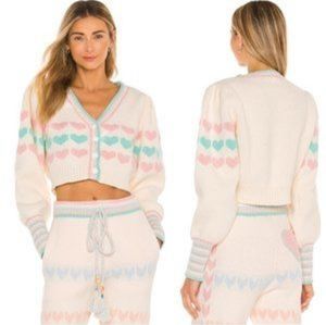 Love Shack Fancy Pastel Hearts Knitted Joggers